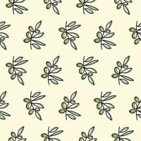 Olives pattern. Sprigs of ripe olives on a pattern for textiles, wallpaper, background. vector