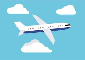 Flying Airplane above clouds vector