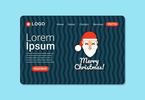 Cute Santa Claus Merry Christmas Landing Page Design Template vector