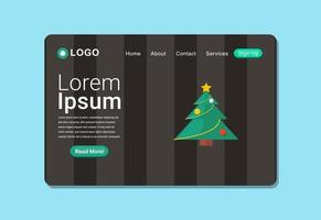 Elegant Christmas Tree Landing Page Design Template vector