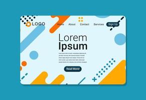 Flat Geometric Background Landing Page Design Template vector