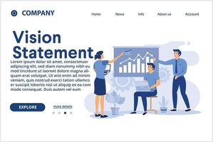 Vision and scope illustration. landing page . Vision statement, scope document, main plan, project management, software business analysis, idea and goal abstract metaphor. vector