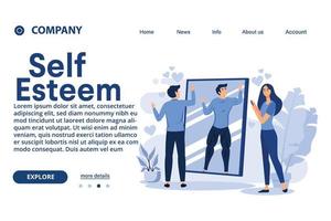 Self esteem illustration exclusive design landing page vector