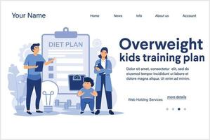 Overweight kids training plan abstract concept vector illustration. Landing Page template