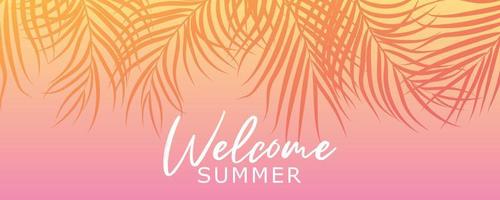 Abstract summer banner design with tropical leaves background vector
