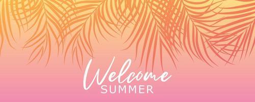 Abstract summer banner design with tropical leaves background vector