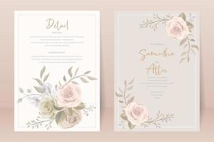 Beautiful roses invitation card template vector