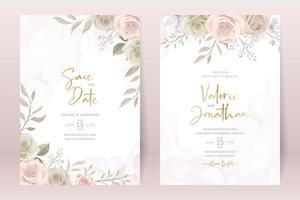 Beautiful roses invitation card template vector