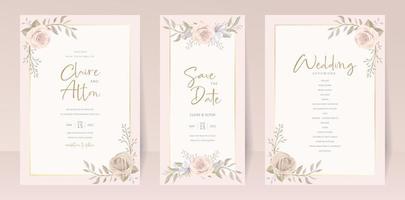 Beautiful roses invitation card template vector