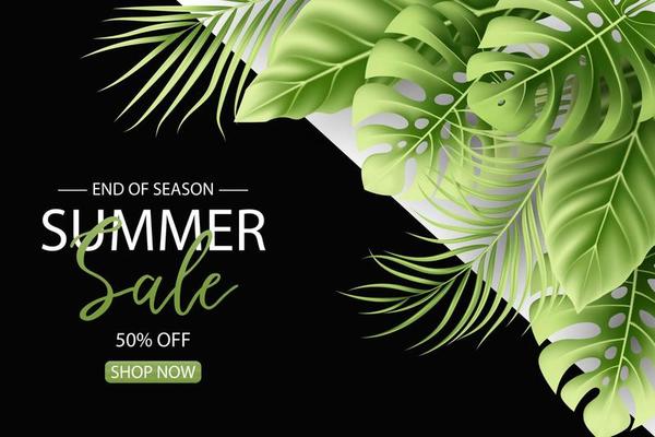 Summer sale tropical banner template design