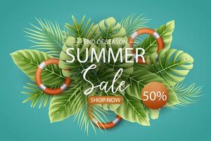 Summer sale tropical banner template design vector