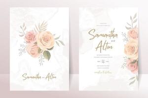 Beautiful roses invitation card template vector