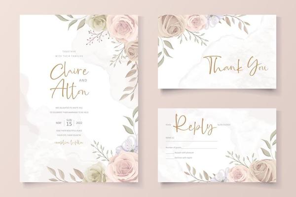 Beautiful roses invitation card template