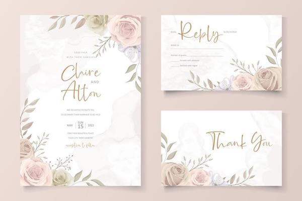 Beautiful roses invitation card template