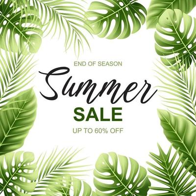 Summer sale tropical banner template design