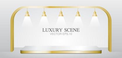 luxury platform with arch and lamps 3D illustration vector for putting your object.