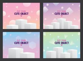 Sweet pastel gradient background with display podium 3D illustration vector for putting your cute object.