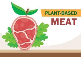 carne a base de plantas con vector de ilustración de hojas.