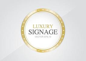 Luxury golden circle light bulb signage vector. vector