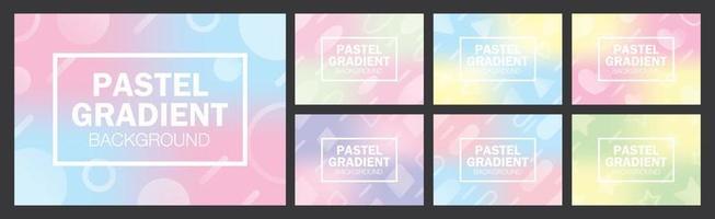 Sweet pastel gradient color backgrounds vector set.