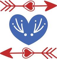 Scandinavian heart arrow element. vector