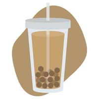 Vector illustration of tea bubble. Picture of a drink in a glass. Tapioca pearls in a drink. Illustration of a drink.