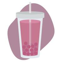 Vector illustration of tea bubble. Picture of a drink in a glass. Tapioca pearls in a drink. Illustration of a drink.