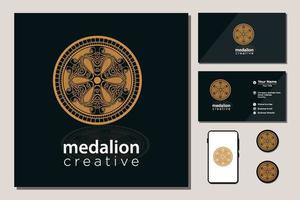 Golden Badge Label Coin with black background vector