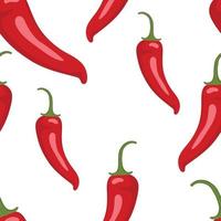 Vector pattern with red peppers. Spicy red pepper. Pattern with peppers on a white background.