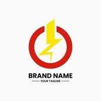 concepto de logotipo de relámpagos y energía. combinación, estilo creativo, plano, simple y moderno. amarillo y rojo adecuado para logotipo, icono, símbolo y signo. como logotipo rápido o de potencia vector