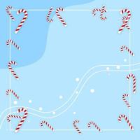 winter Background with frame, candys and snowflakes. suitable for greeting card, feed social media, banner or flyer vector