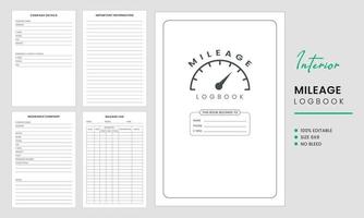 Mileage Log Book Interior Template Design vector