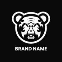 bear head logo concept. creative, animal, flat, monogram and modern logotype. suitable for logo, icon, symbol and sign. such as e sports, sports, strong logo and t shirt design vector