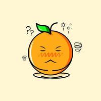 cute orange character with thinking expression, close eyes and sit cross-legged. suitable for emoticon, logo, mascot or sticker vector