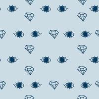 Cute pattern with line crystals, eyes seamless background. Blue textile for child. Minimalism you are a diamond paper scrapbook for kids. vector