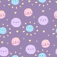 Cute pattern with planets, hearts in space. Purple paper for scrapbooking stars doodle cosmos. vector
