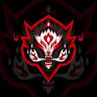 red and white fire fox illustration. scary, creative, animal, cartoon and mascot style. suitable for logo, icon, symbol and sign. such as e sports, sports, strong logo and t shirt design vector