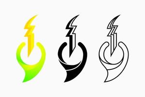 lightning and leaf logo concept. gradient,combination, creative, flat, simple, line, silhouette and modern style. suitable for logo, icon, symbol and sign. such as nature, fast or power logo vector