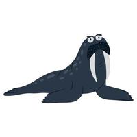 Illustration of cute sea walrus on white background vector illustration cartoon flat style