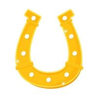 Golden horseshoe for good luck, icon. Vector illustration isolated on white background