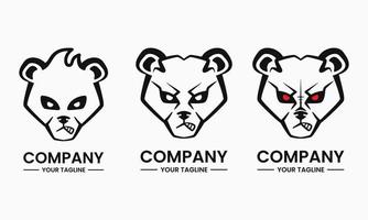 angry panda logo concept. animal, line art, simple, traditional and creative style. suitable for t shirt design, logo, mascot, icon, symbol and sign vector