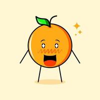 lindo personaje naranja con expresión feliz, boca abierta y ojos brillantes. adecuado para emoticonos, logotipos, mascotas vector