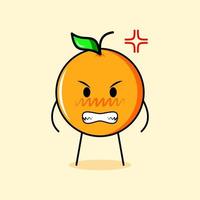 cute orange character with angry expression. suitable for emoticon, logo, mascot. grinning vector