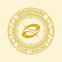 two fish in circle illustration. line, elegant and vintage logotype. suitable for logo, icon, emblem, stamp, symbol or sign vector