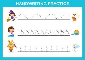 Handwriting practice sheet illustration vector