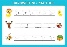 Handwriting practice sheet illustration vector