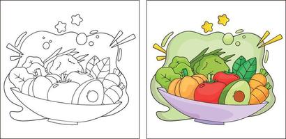 Hand drawn cute vegetables coloring page 5 vector