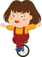 Cute girl with bicycle.circus show illustration vector