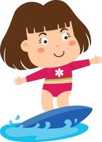 surfer girl riding a surfboard vector illustration