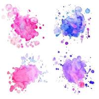 Set of vector watercolor spot with splashes. 4 watercolor blot for your design. Pink, purple, violet watercolor background.